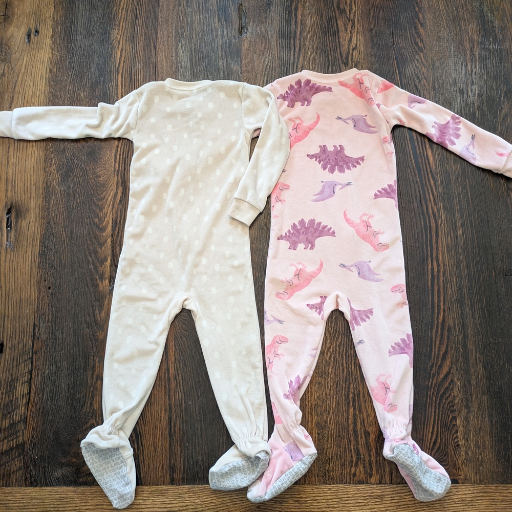 Carter's Pink and Cream Dinosaur Print Footies - Picture 8 of 8